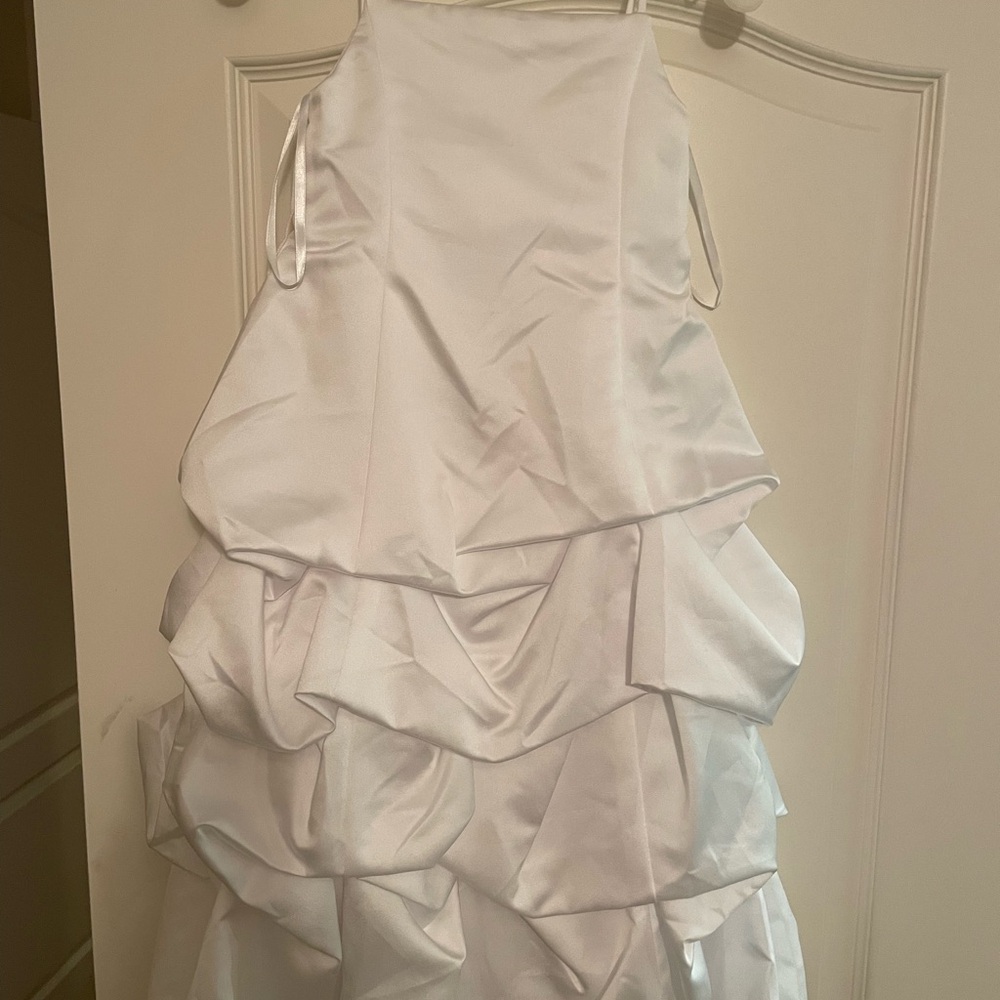 Elegant White Ruffled Flower Girl Dress